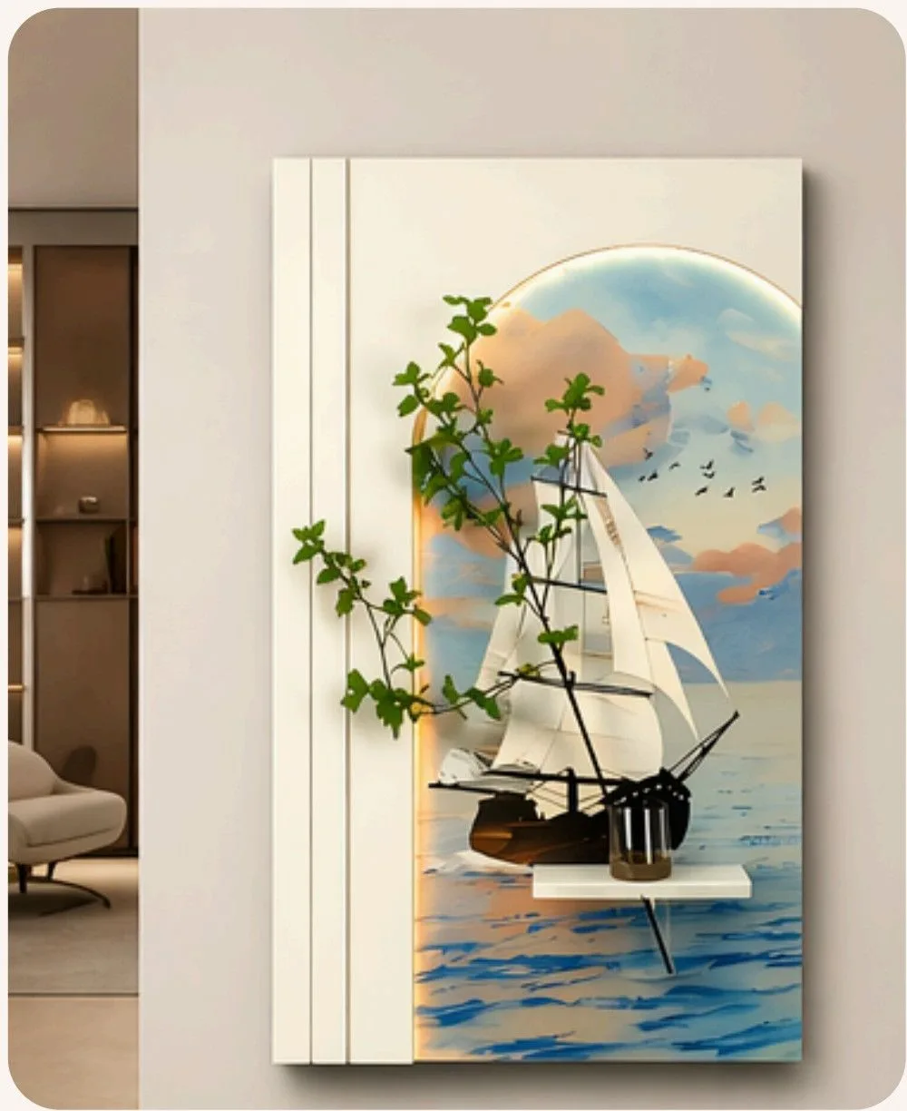 The Horizon Vessel, LED curated 3D wall art, 60 x 120 x 7 cm