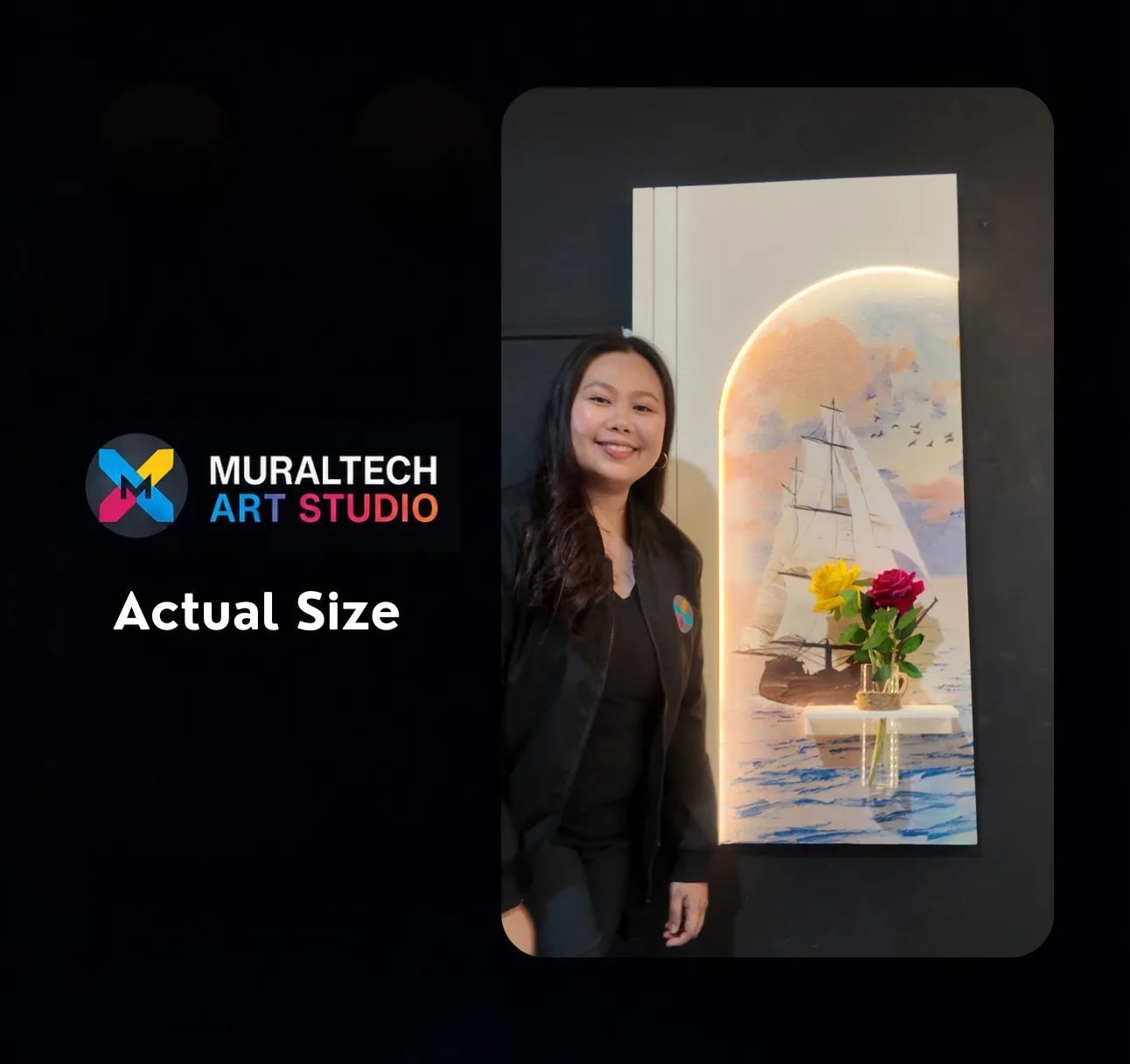 The Horizon Vessel, LED curated 3D wall art, 60 x 120 x 7 cm