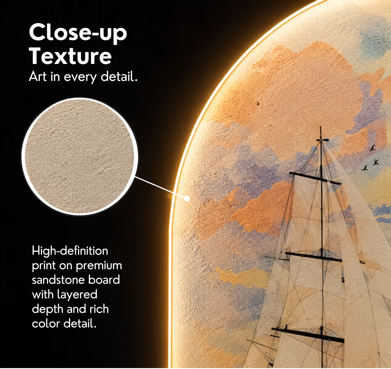 The Horizon Vessel, LED curated 3D wall art, 60 x 120 x 7 cm