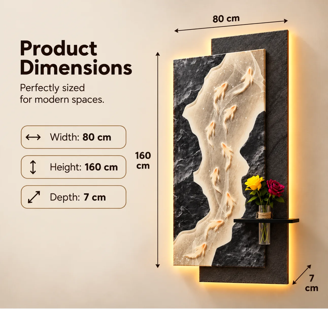 The Ignis Flow, LED curated 3D wall art, 80 x 160 x 7 cm