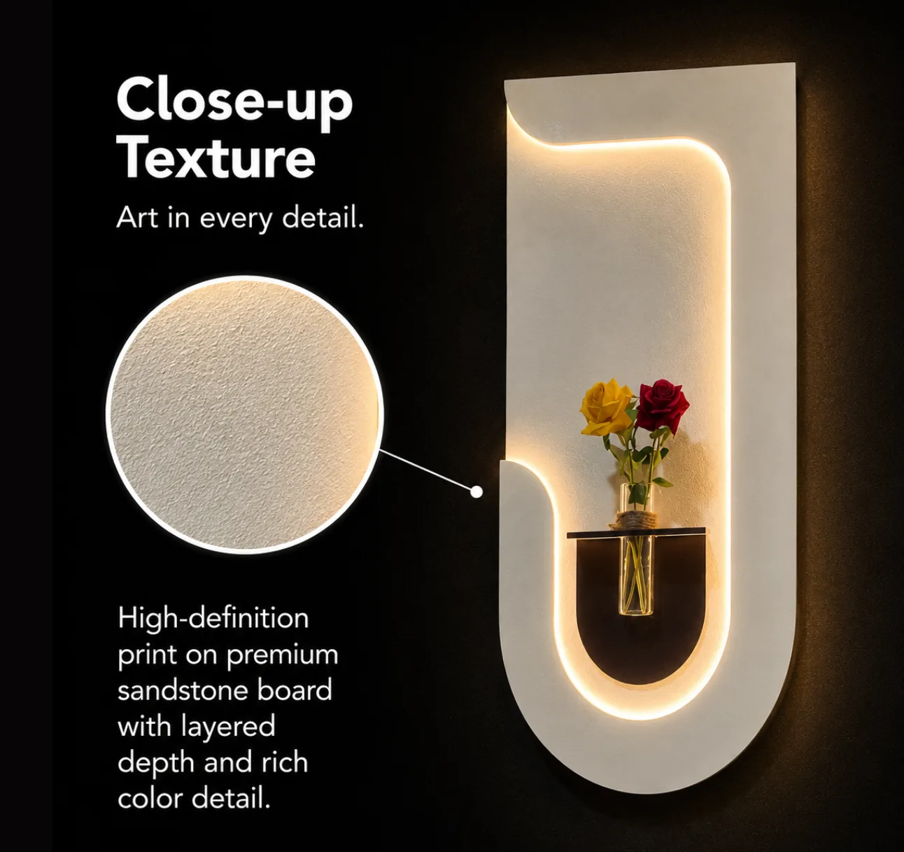 The Lumen Drift, LED curated 3D wall art, 60 x 120 x 7 cm