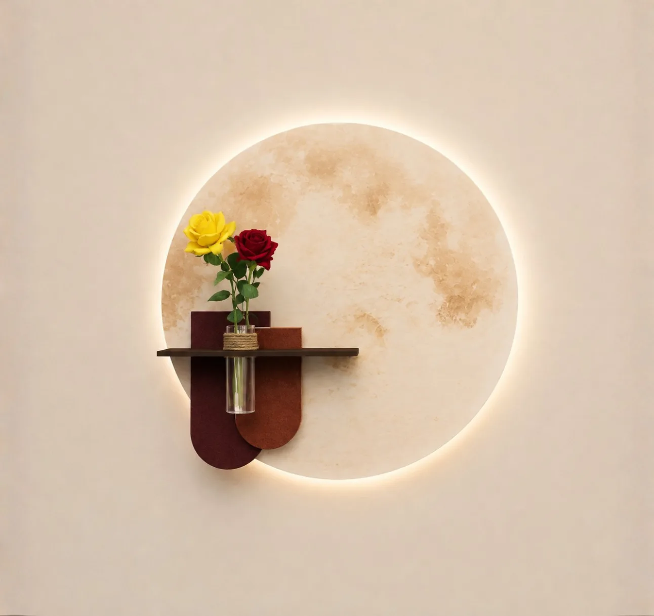 The Lunar Sanctuary, LED curated 3D wall art, 70 x 70 x 7 cm