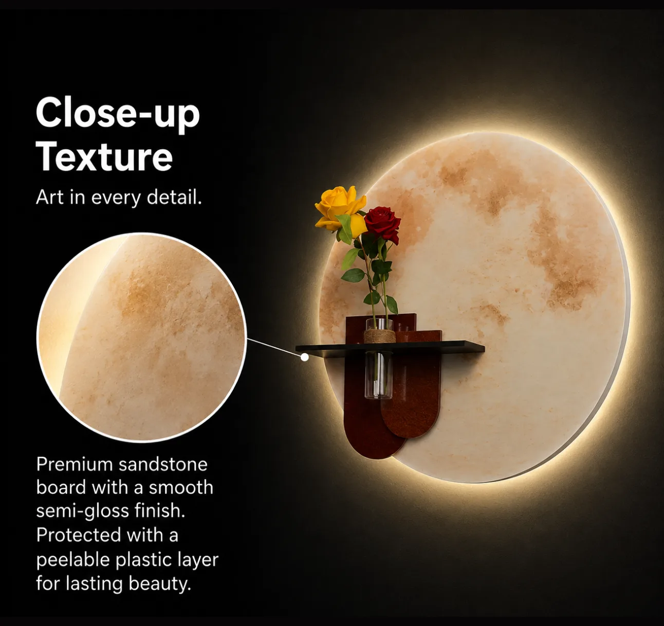 The Lunar Sanctuary, LED curated 3D wall art, 70 x 70 x 7 cm