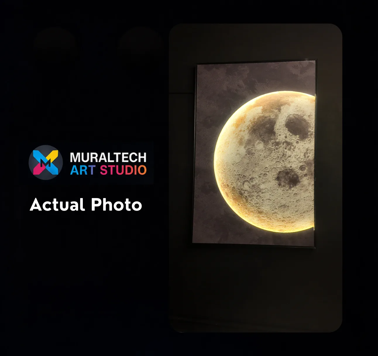 The Lunar Texture, LED curated 3D wall art, 80 x 120 x 7 cm