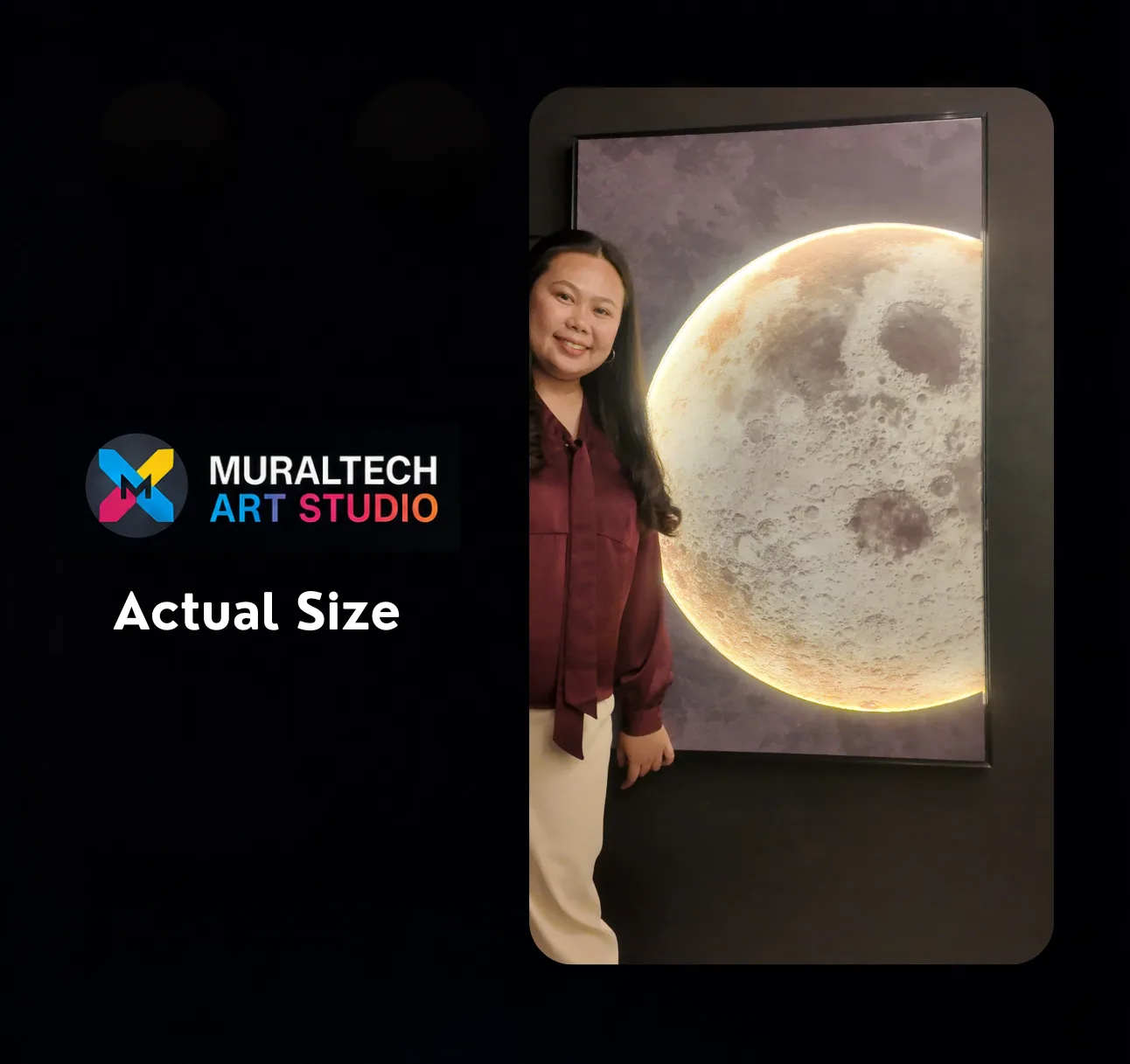 The Lunar Texture, LED curated 3D wall art, 80 x 120 x 7 cm