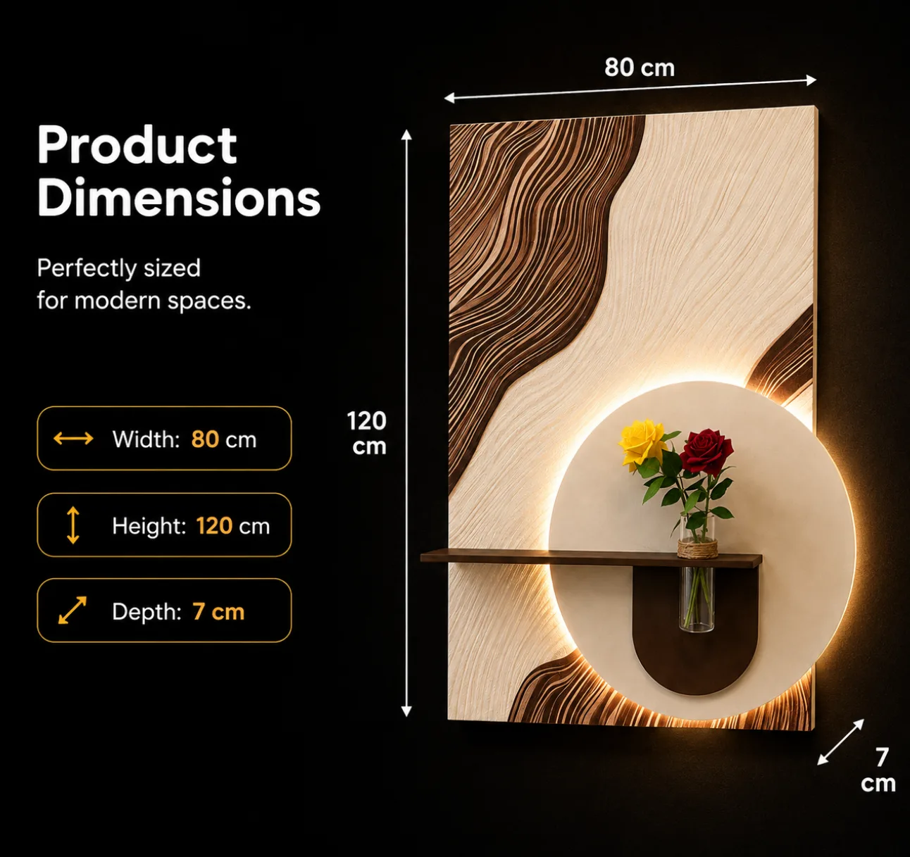 The Nacha Bloom, LED curated 3D wall art, 80 x 120 x 7 cm