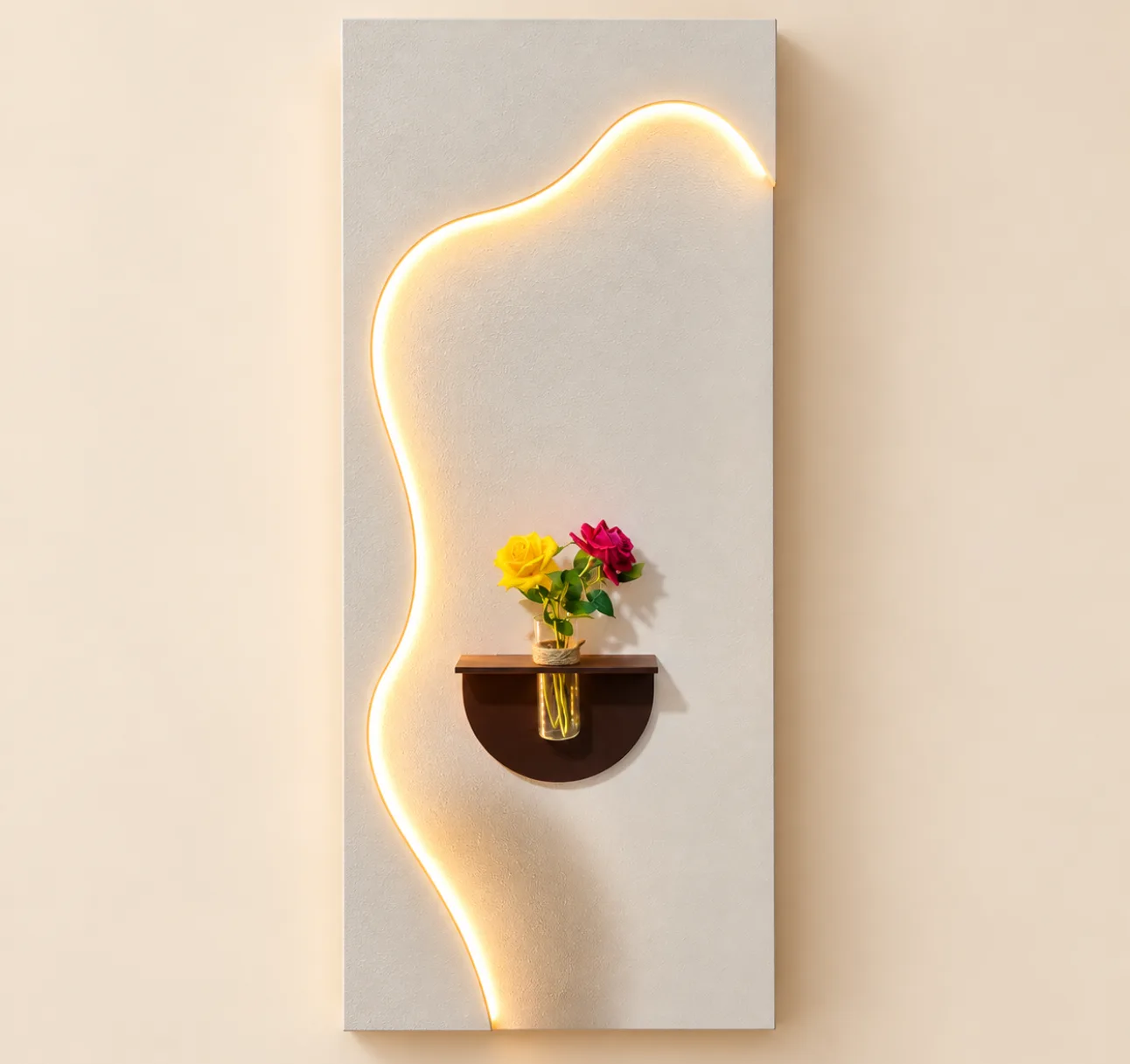 The Quiet Ascent, LED curated 3D wall art, 80 x 180 x 7 cm