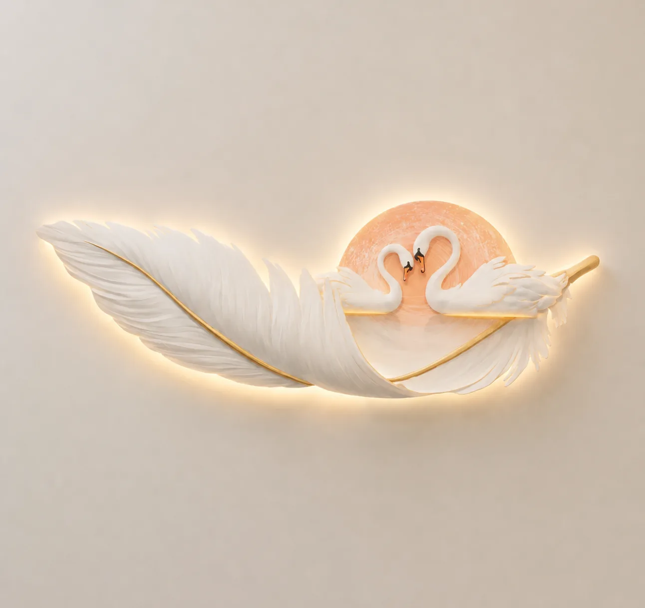 The Serenity Swan, LED curated 3D wall art, 150 x 54 x 7 cm